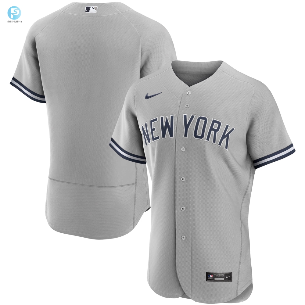 New York Yankees Road Authentic Team Jersey  Gray Mlb 