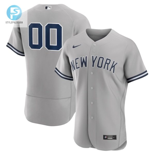 New York Yankees Road Custom Men Jersey Gray stylepulseusa 1