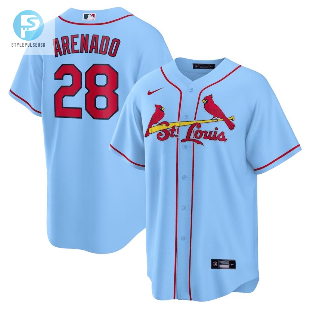 Nolan Arenado 28 St. Louis Cardinals Alternate Men Jersey  Light Blue 