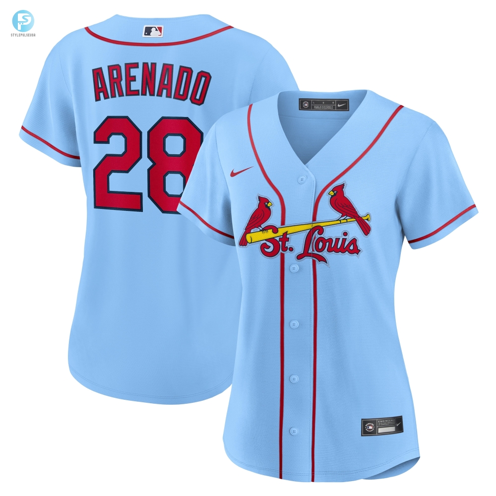 Nolan Arenado St Louis Cardinals Womens Alternate Replica Player Jersey Light Blue Mlb 