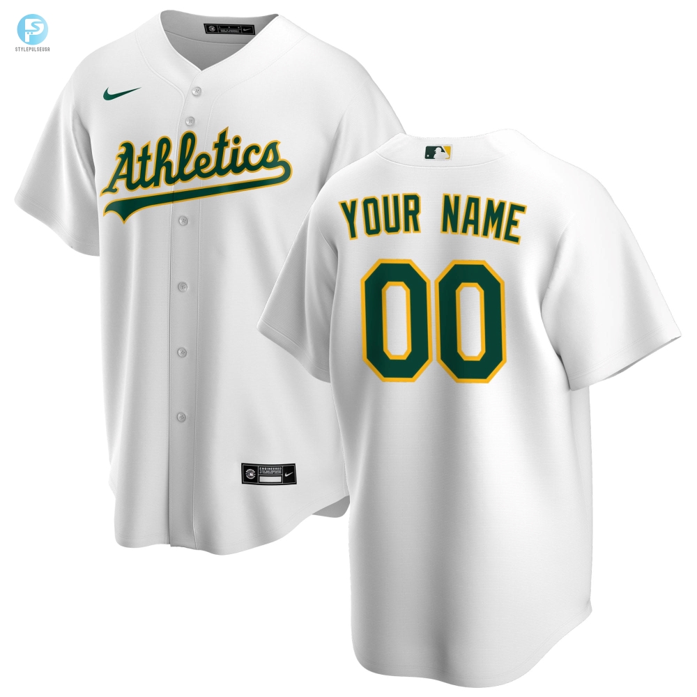 Oakland Athletics Home Replica Custom Jersey  White Custom Jerseys Mlb 