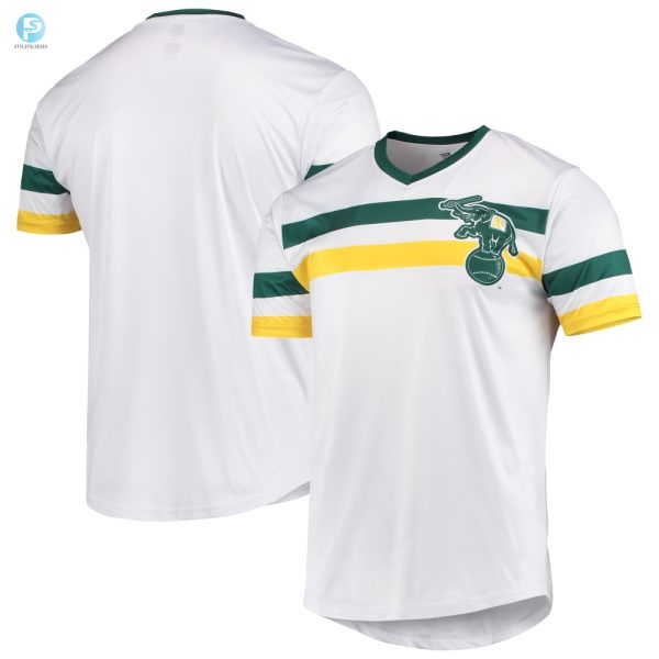 Oakland Athletics Stitches Cooperstown Collection Vneck Jersey White Mlb stylepulseusa 1