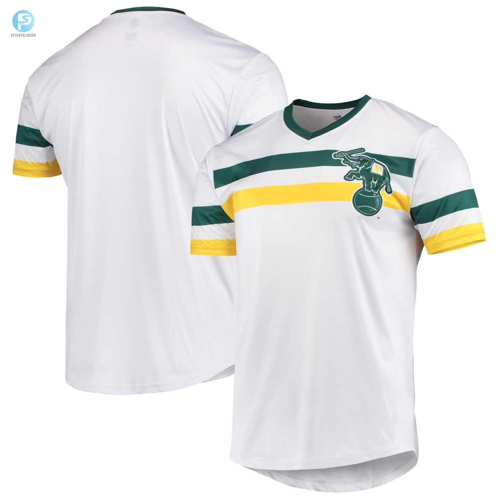 Oakland Athletics Stitches Cooperstown Collection Vneck Jersey  White Mlb 