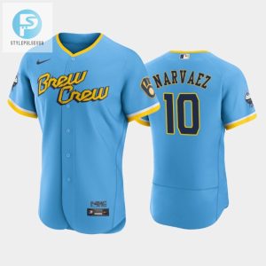 Omar Narvaez 10 202223 City Connect Milwaukee Brewers Jersey Powder Blue stylepulseusa 1 1