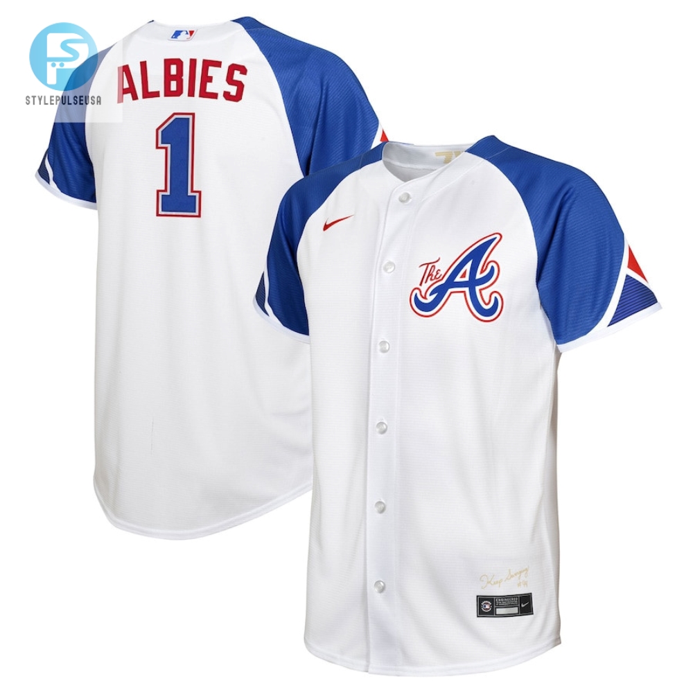 Ozzie Albies 1 Jersey Atlanta Braves Jersey 2023 City Connect Youth Jersey  White 