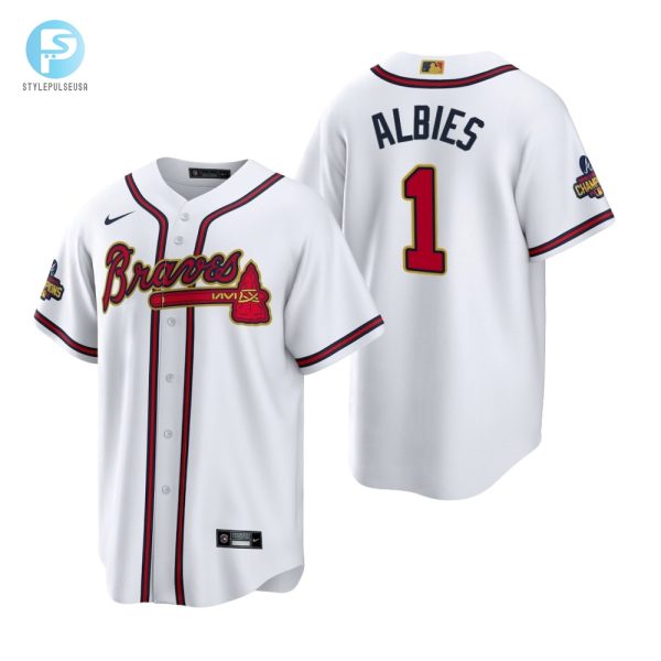 Ozzie Albies Jersey Atlanta Braves White 202223 Gold Program Jersey stylepulseusa 1