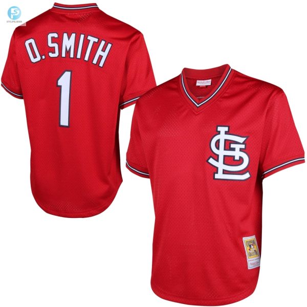 Ozzie Smith St Louis Cardinals Mitchell And Ness Cooperstown Mesh Batting Practice Jersey Red Mlb stylepulseusa 1