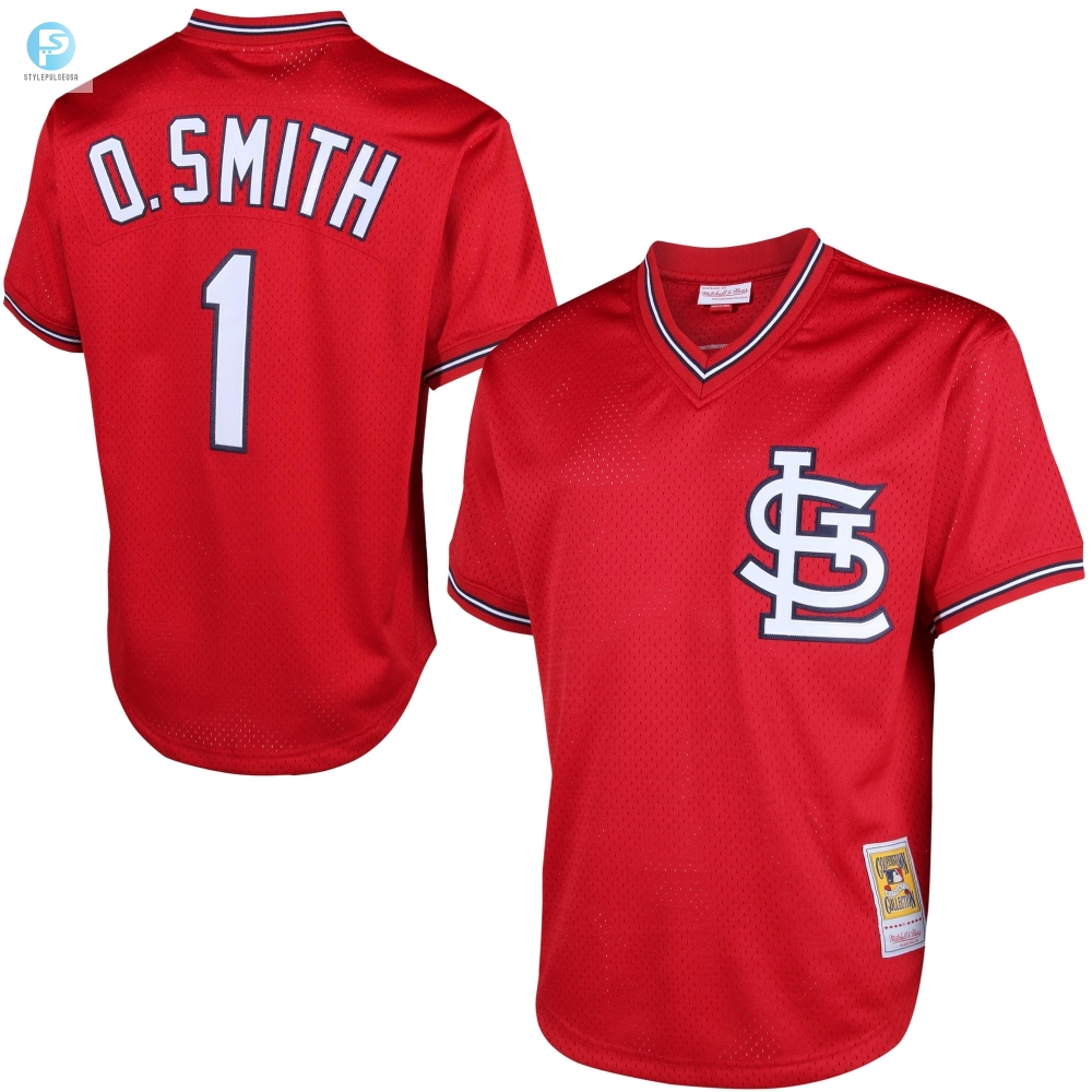 Ozzie Smith St Louis Cardinals Mitchell And Ness Cooperstown Mesh Batting Practice Jersey Red Mlb 