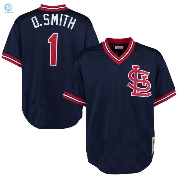 Ozzie Smith St. Louis Cardinals Mitchell Ness 1994 Authentic Cooperstown Collection Mesh Batting Practice Jersey Navy Mlb stylepulseusa 1