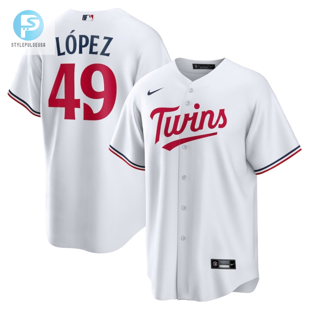 Pablo Lopez 49 Minnesota Twins Team Logo Home Men Jersey  White 