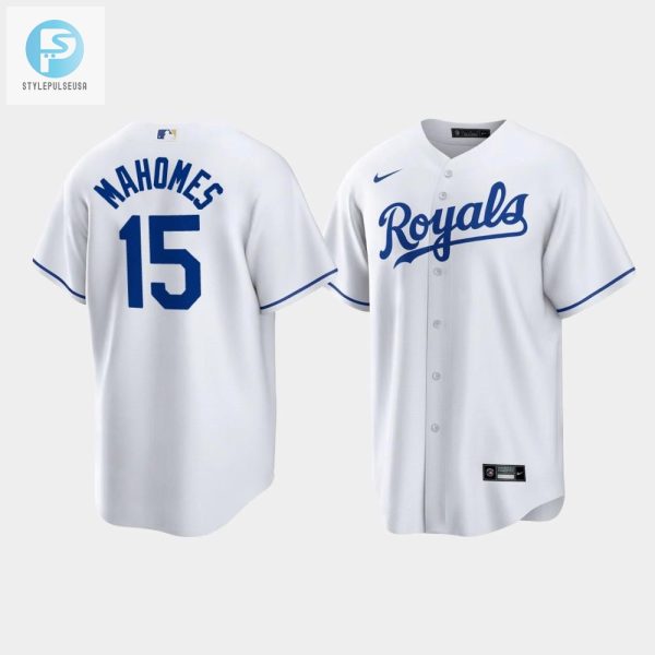 Patrick Mahomes 15 Kansas City Royals White Home Player Jersey stylepulseusa 1