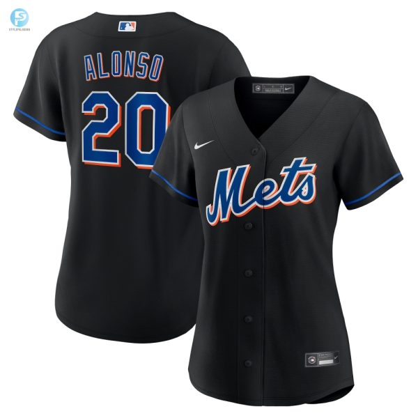 Pete Alonso New York Mets Womens 2022 Alternate Replica Player Jersey Black Mlb stylepulseusa 1