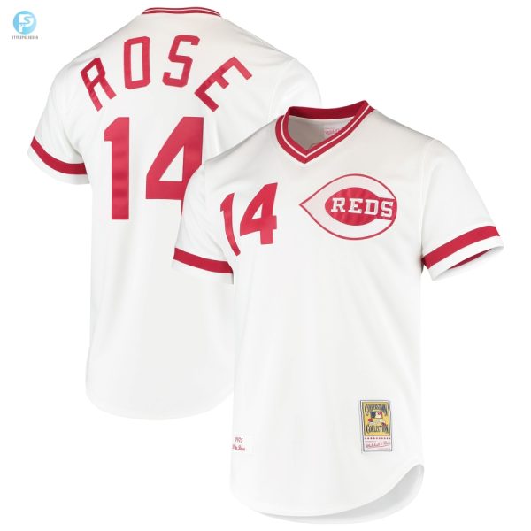 Pete Rose Cincinnati Reds Mitchell Ness Cooperstown Collection Authentic Jersey White Mlb stylepulseusa 1