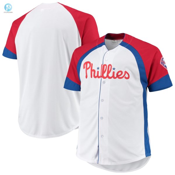 Philadelphia Phillies Big Tall Colorblock Fullsnap Jersey Whitered Mlb stylepulseusa 1