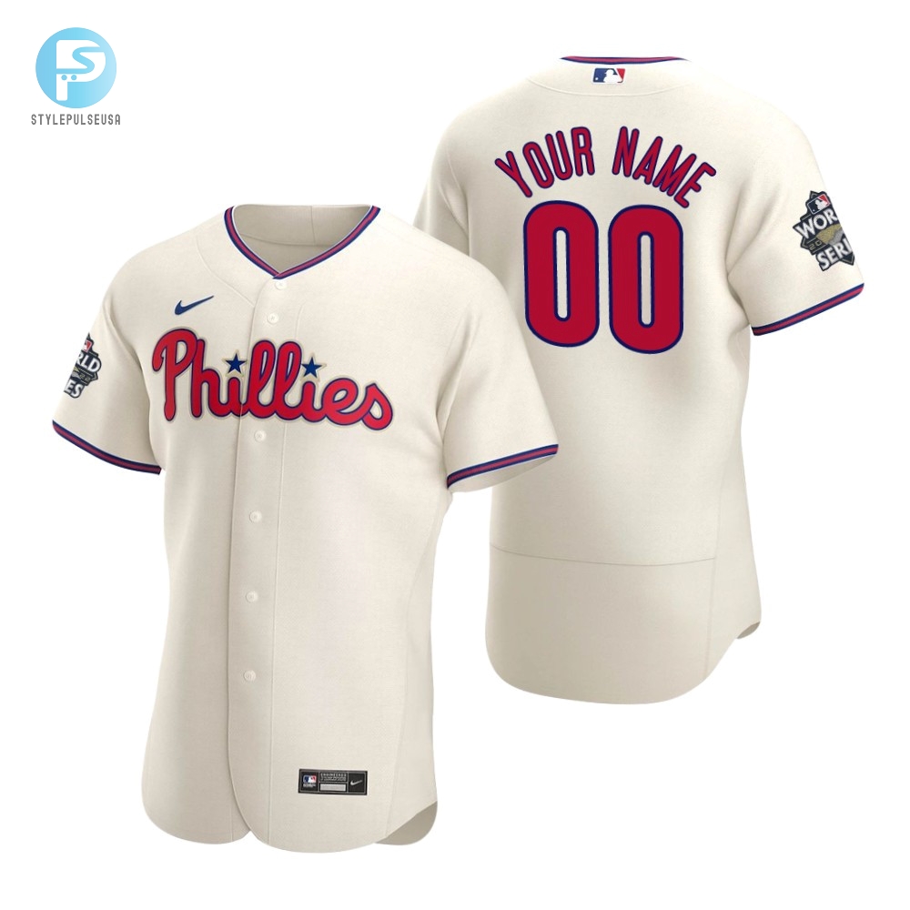 Philadelphia Phillies Custom 00 Cream 202223 World Series Jersey 