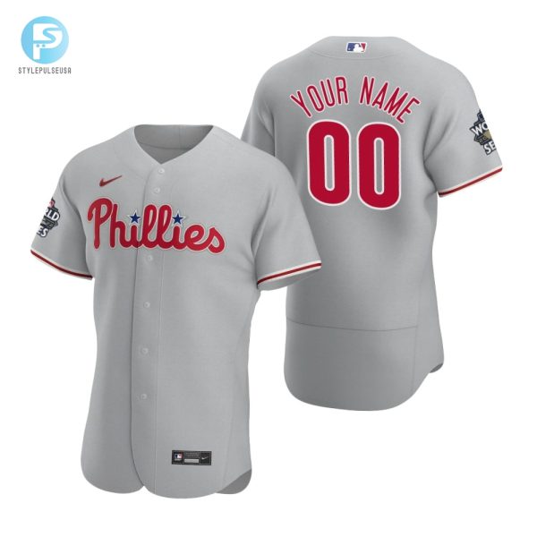 Philadelphia Phillies Custom 00 Gray 202223 World Series Jersey stylepulseusa 1 1