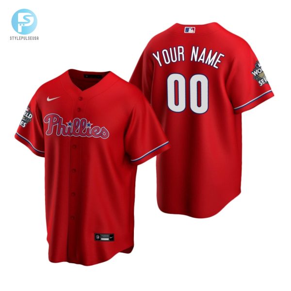 Philadelphia Phillies Custom 00 Red 202223 World Series Jersey stylepulseusa 1