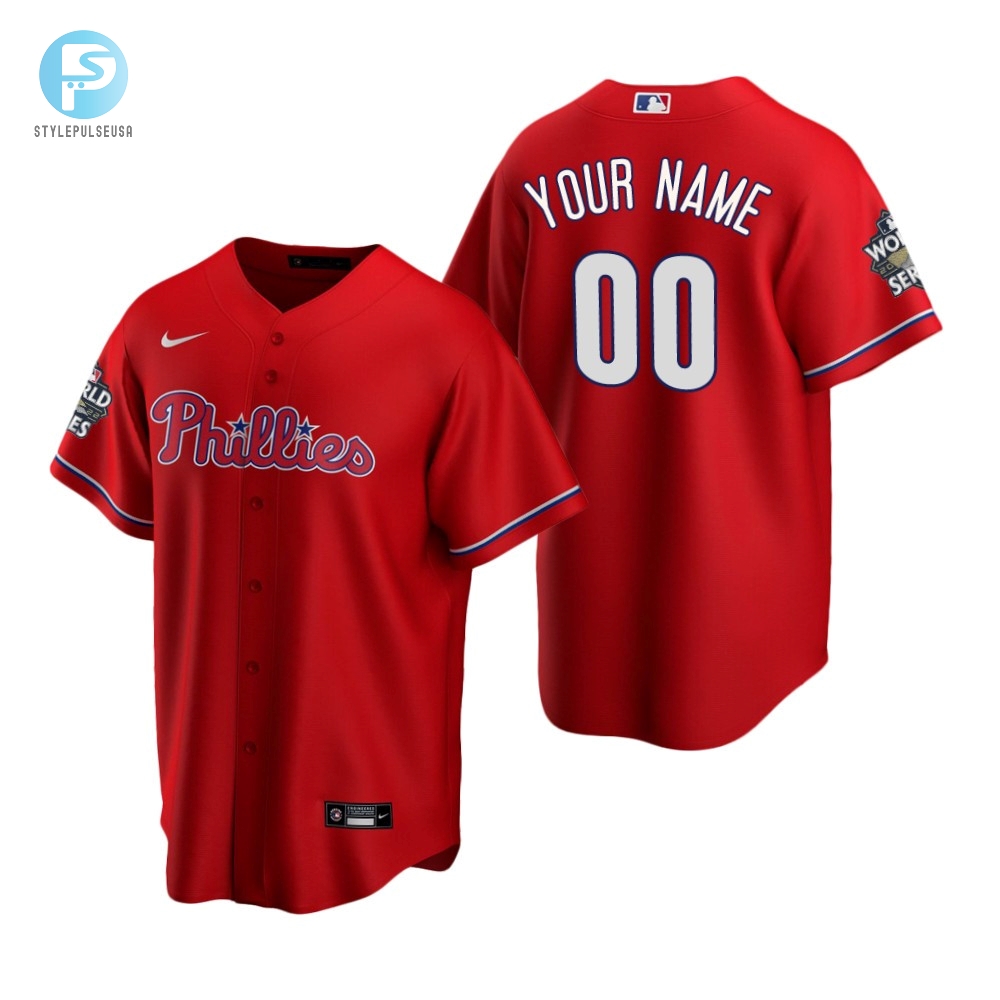 Philadelphia Phillies Custom 00 Red 202223 World Series Jersey 