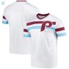 Philadelphia Phillies Stitches Cooperstown Collection Vneck Jersey White Mlb stylepulseusa 1