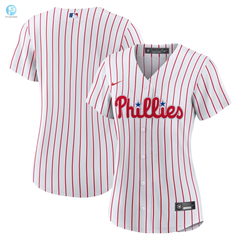 Philadelphia Phillies Womens Home Blank Replica Jersey  White Mlb 