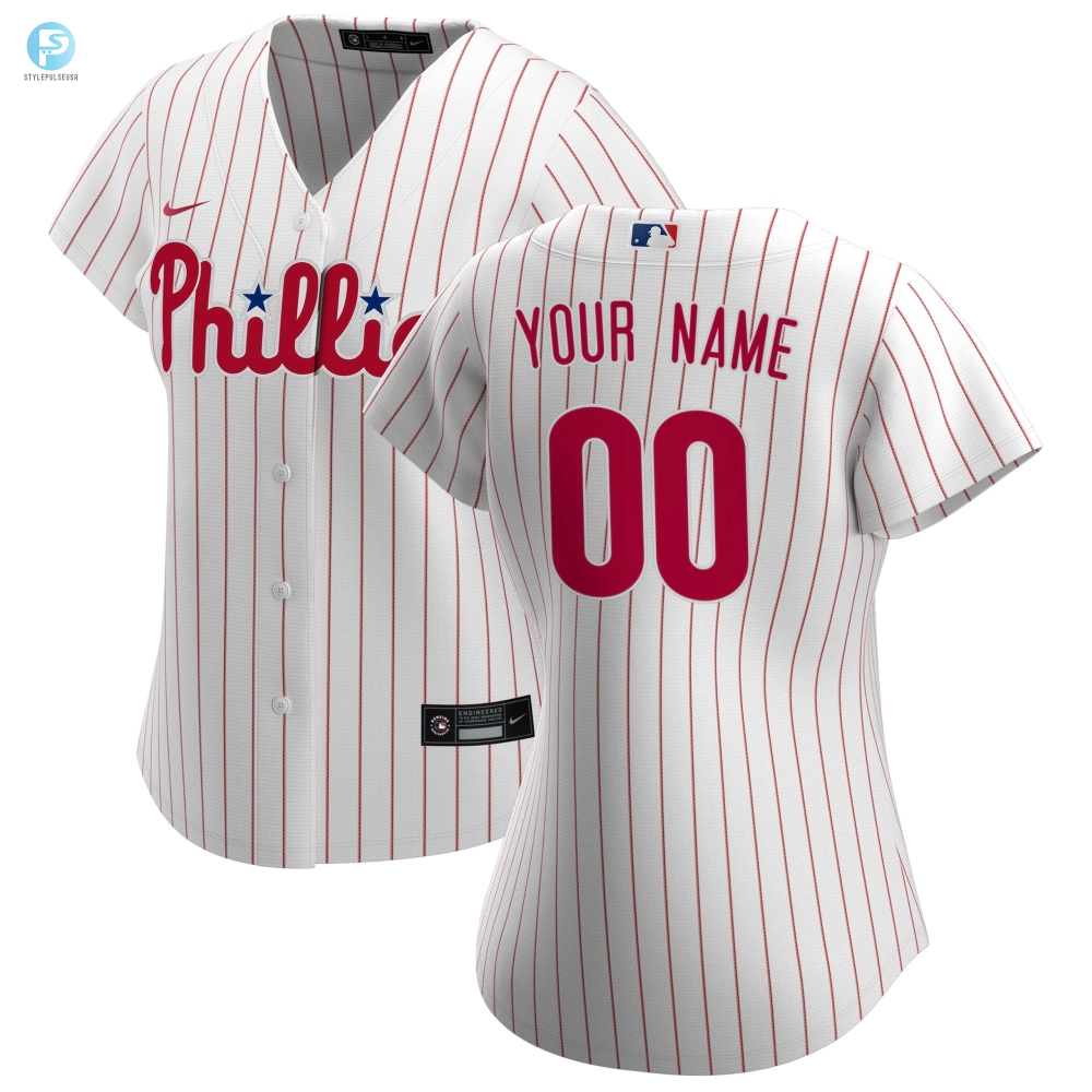 Philadelphia Phillies Womens Home Replica Custom Jersey  White Custom Jerseys Mlb 