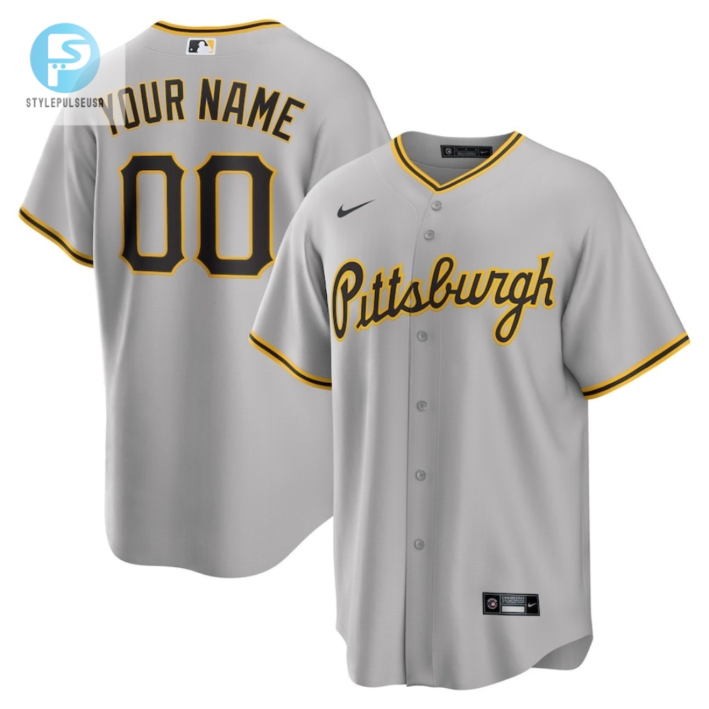 Pittsburgh Pirates Road Custom Men Jersey  Gray 