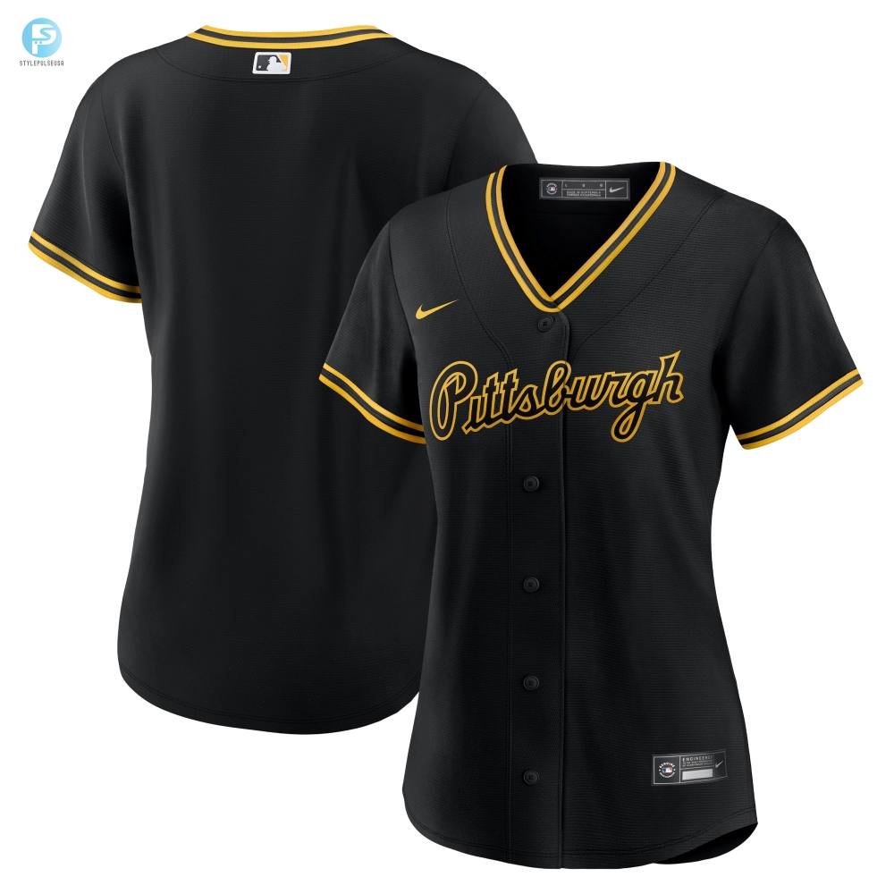 Pittsburgh Pirates Womens Alternate Replica Team Script Jersey  Black Mlb 