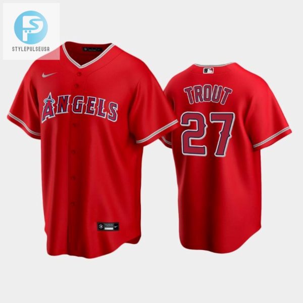 Red Los Angeles Angels Alternate 27 Mike Trout Jersey stylepulseusa 1