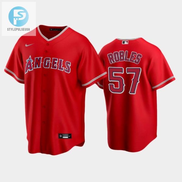 Red Los Angeles Angels Alternate 57 Hansel Robles Jersey stylepulseusa 1