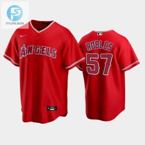 Red Los Angeles Angels Alternate 57 Hansel Robles Jersey stylepulseusa 1 1