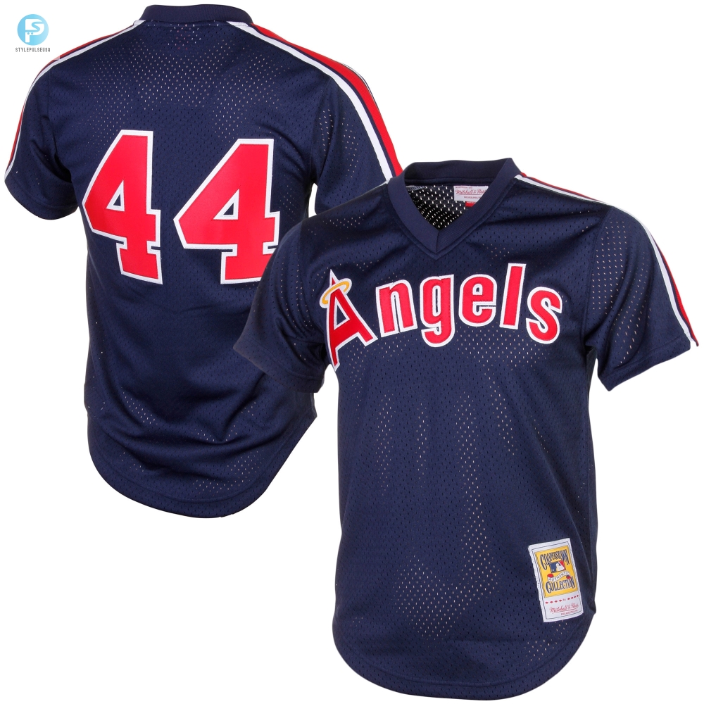 Reggie Jackson California Angels Mitchell  Ness Cooperstown Mesh Batting Practice Jersey  Navy Mlb 