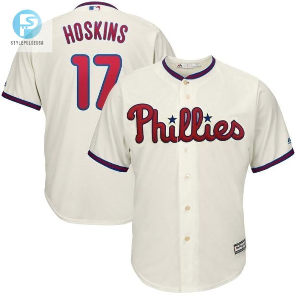 Rhys Hoskins Philadelphia Phillies Alternate Official Cool Base Player Jersey Cream stylepulseusa 1