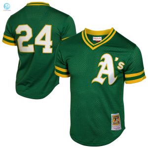 Rickey Henderson Oakland Athletics Mitchell Ness 1991 Cooperstown Mesh Batting Practice Jersey Green Mlb stylepulseusa 1 1