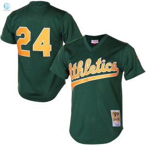 Rickey Henderson Oakland Athletics Mitchell Ness 1998 Cooperstown Mesh Batting Practice Jersey Green Mlb stylepulseusa 1 1