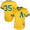 Rickey Henderson Oakland Athletics Mitchell Ness Cooperstown Mesh Batting Practice Jersey Yellow Mlb stylepulseusa 1