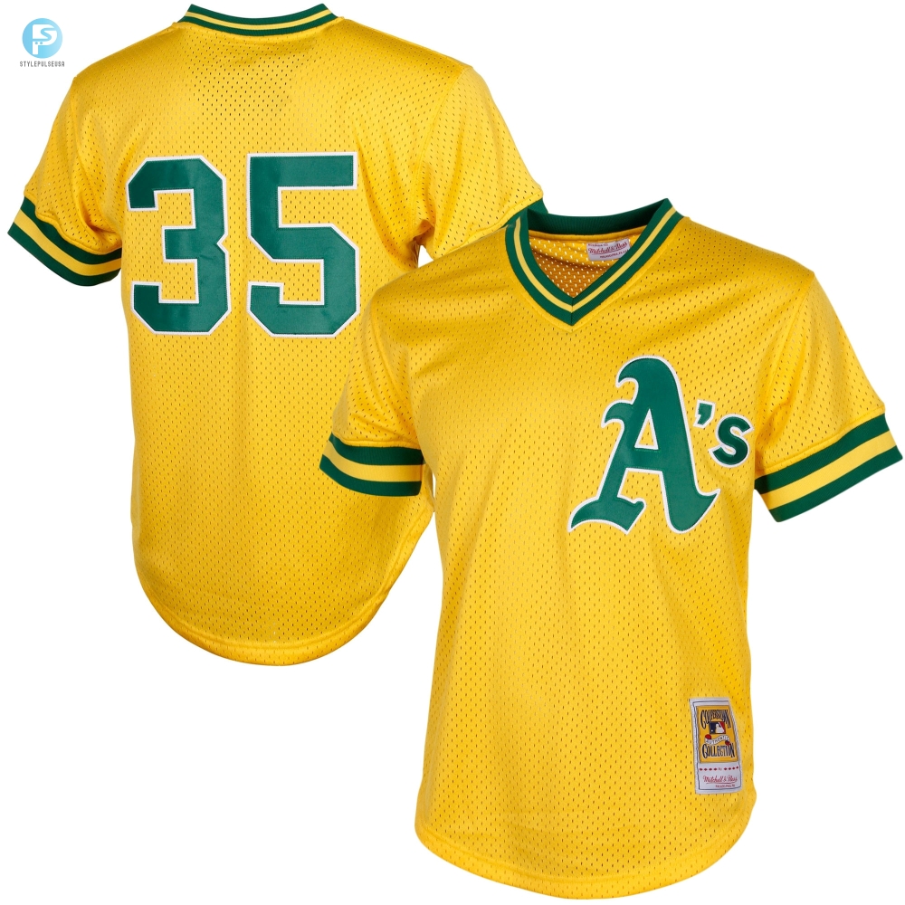 Rickey Henderson Oakland Athletics Mitchell  Ness Cooperstown Mesh Batting Practice Jersey  Yellow Mlb 