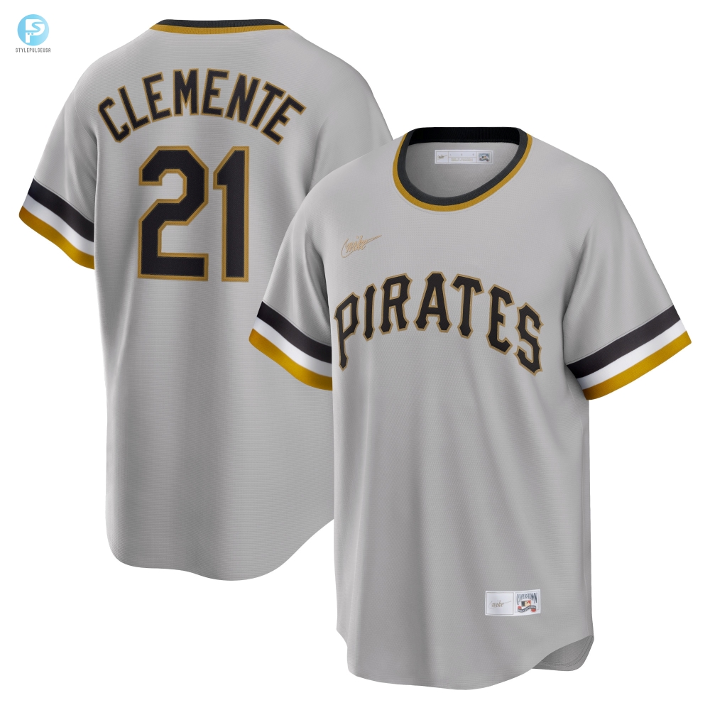 Roberto Clemente Pittsburgh Pirates Road Cooperstown Collection Player Jersey  Gray Mlb Ver 1 