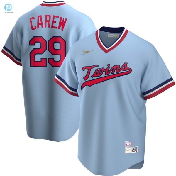 Rod Carew Minnesota Twins Road Cooperstown Collection Player Jersey Light Blue Mlb stylepulseusa 1