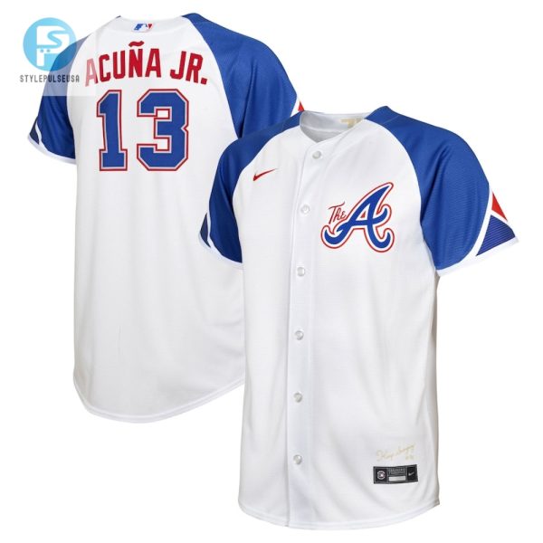 Ronald Acuna Jr. 13 Jersey Atlanta Braves 2023 City Connect Youth Jersey White stylepulseusa 1