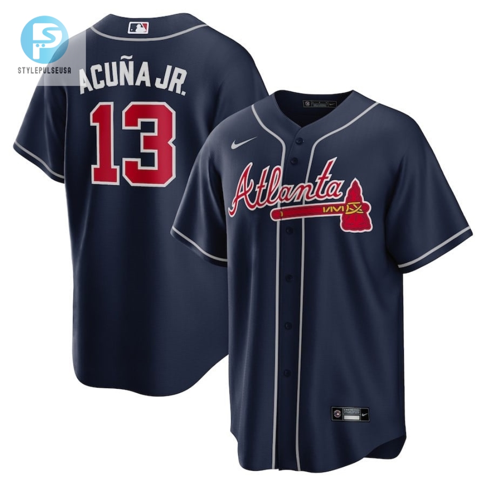 Ronald Acuna Jr. 13 Jersey Atlanta Braves Alternate Player Name Jersey  Navy 