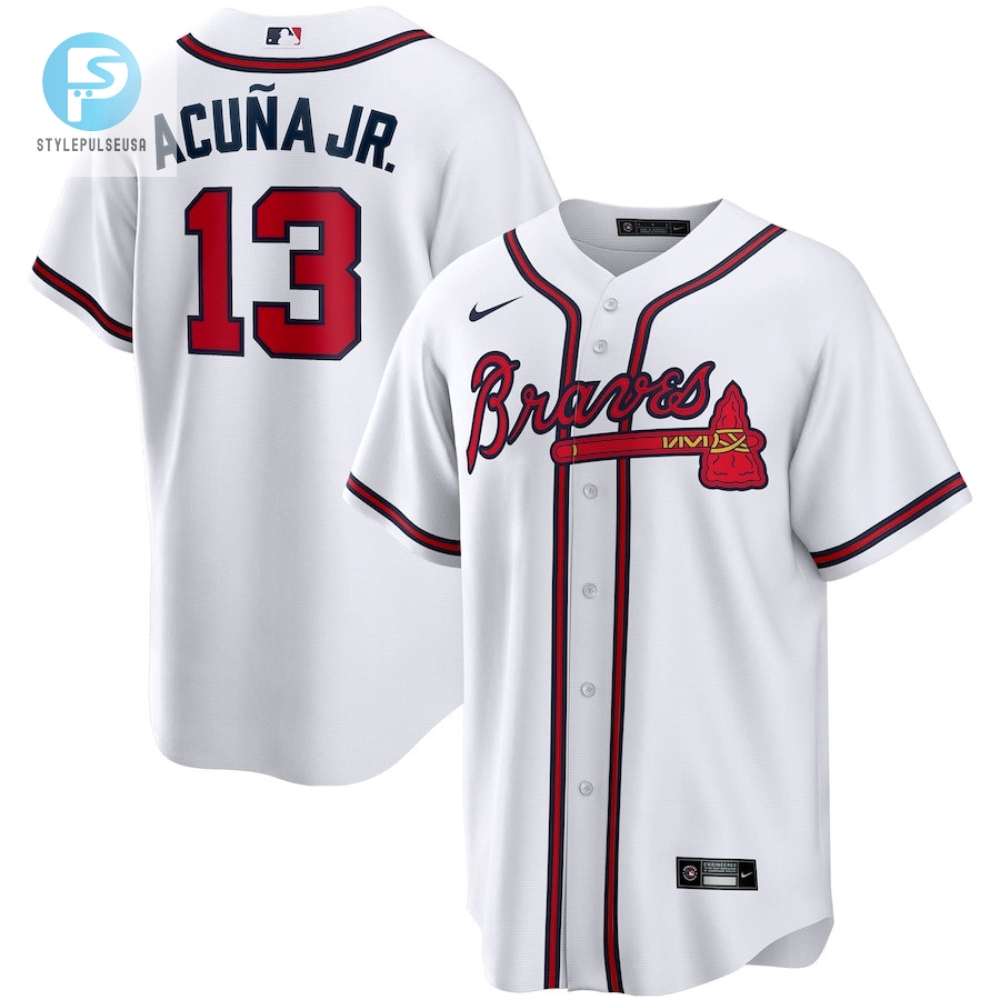 Ronald Acuna Jr. 13 Jersey Atlanta Braves Home Player Name Men Jersey  White 