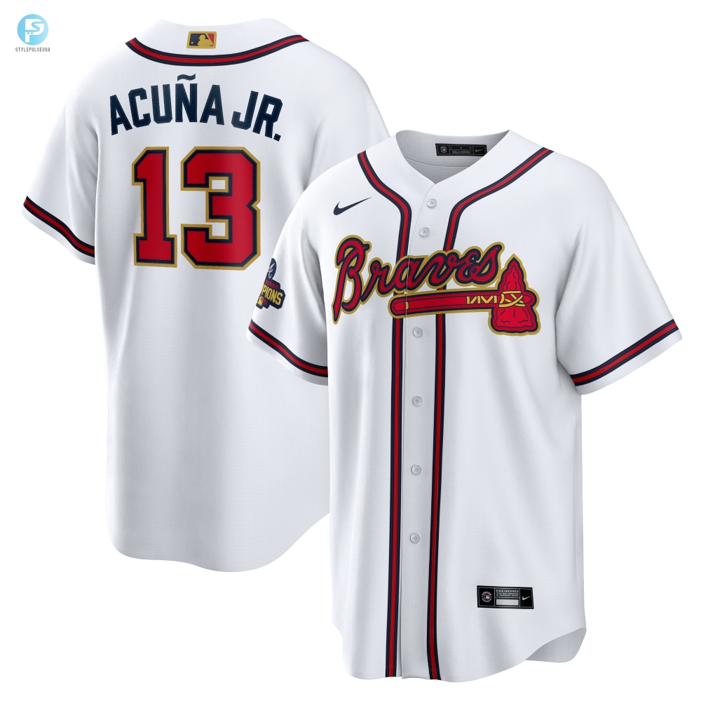 Ronald Acuna Jr. Atlanta Braves 2022 Gold Program Replica Player Jersey  White Mlb 