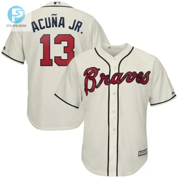 Ronald Acuna Jr. Jersey Atlanta Braves Alternate Cool Base Player Jersey Cream stylepulseusa 1