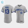 Salvador Perez 13 Kansas City Royals Mens 202223 Road Jersey Gray Jersey stylepulseusa 1