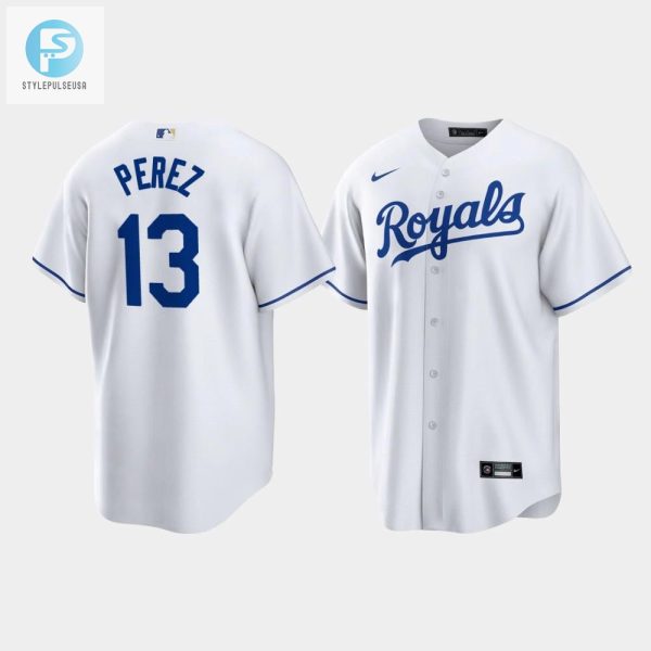 Salvador Perez 13 Kansas City Royals White Home Player Jersey stylepulseusa 1