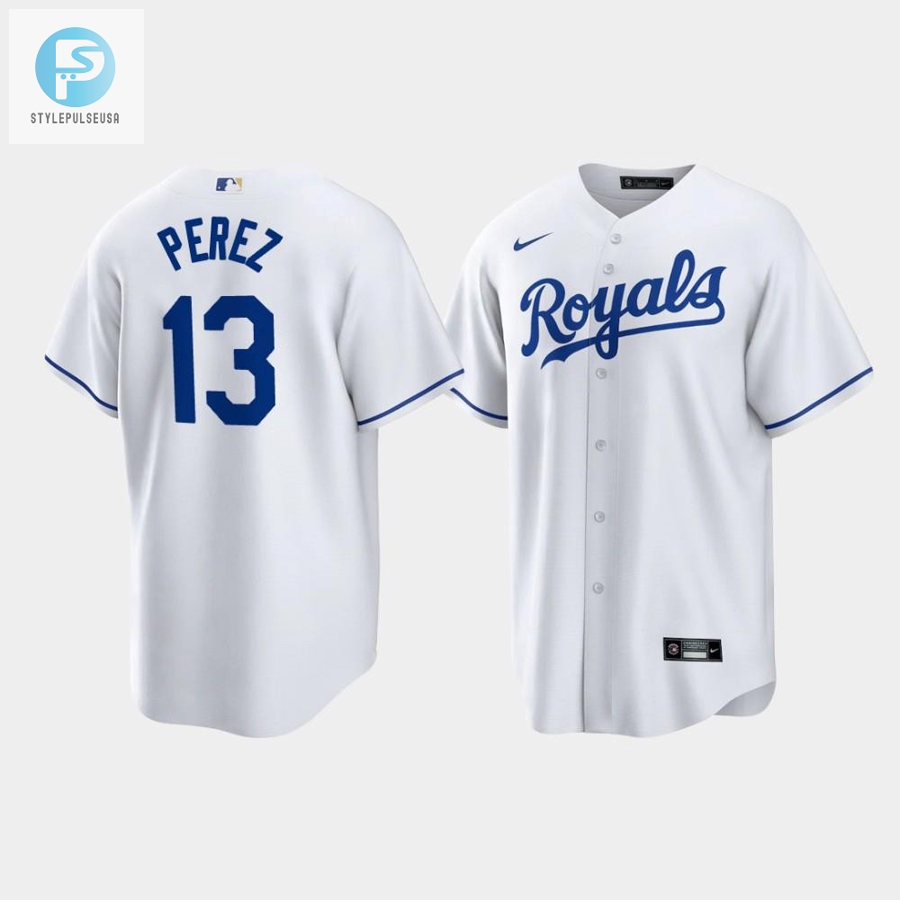 Salvador Perez 13 Kansas City Royals White Home Player Jersey 