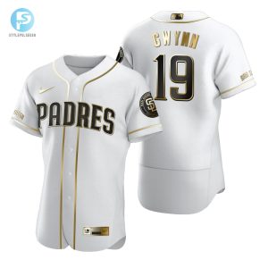 San Diego Padres 19 Tony Gwynn Mlb Golden Brandedition White Jersey Gift For Padres Fans stylepulseusa 1 1