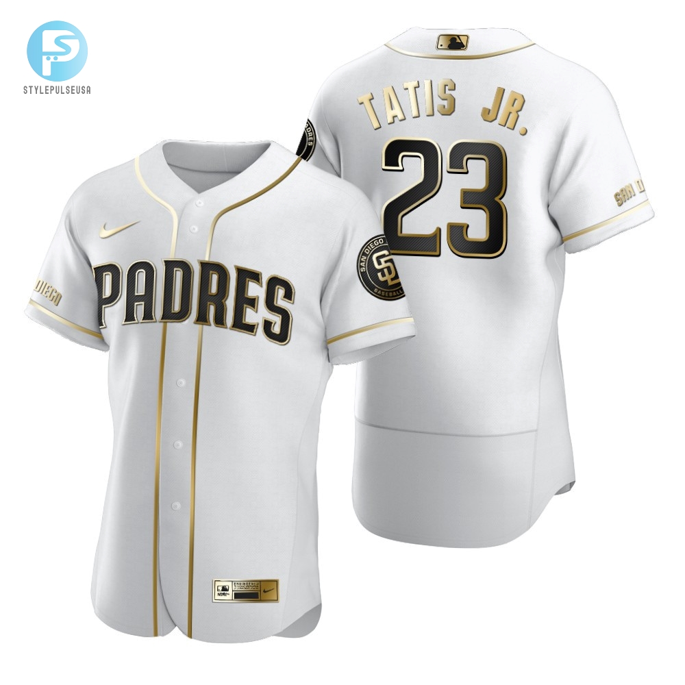 San Diego Padres 23 Fernando Tatis Jr. Mlb Golden Brandedition White Jersey Gift For Padres Fans 