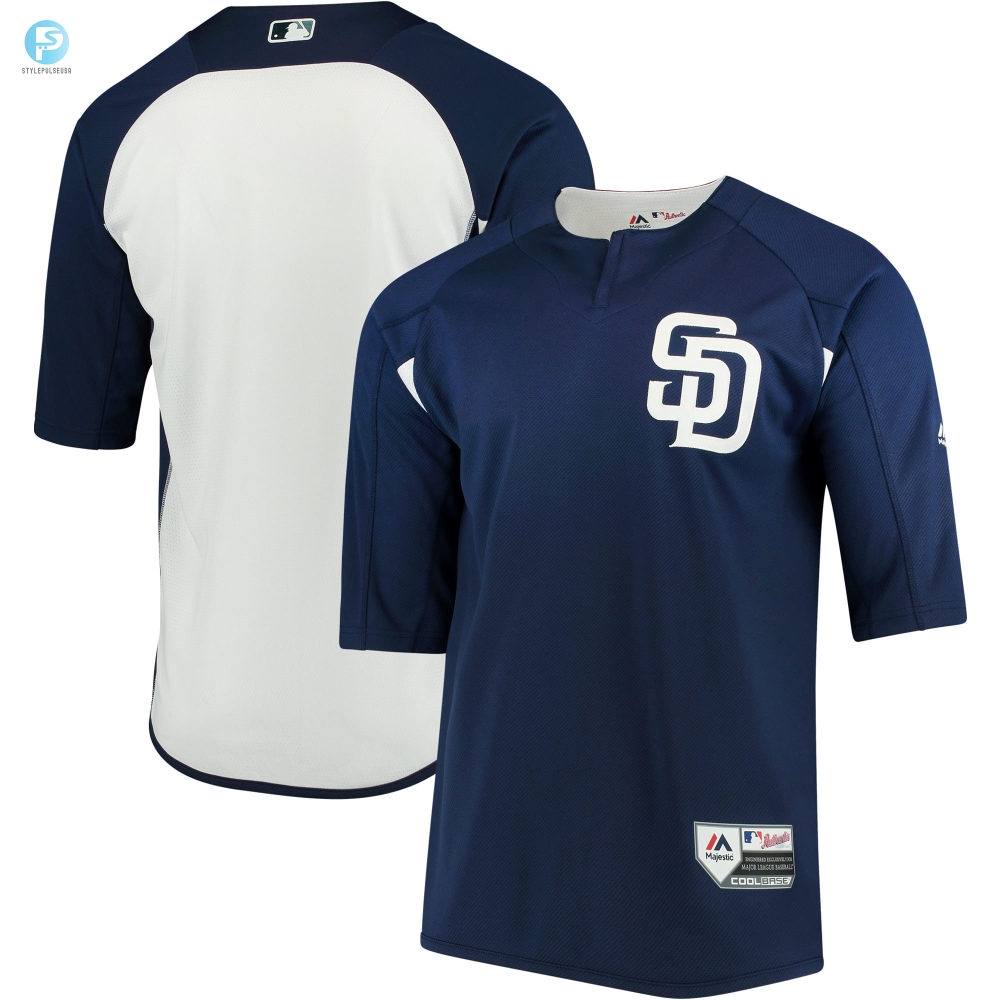 San Diego Padres Majestic Authentic Collection Onfield 34Sleeve Batting Practice Jersey  Navywhite Mlb 