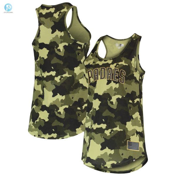 San Diego Padres New Era Womens 2022 Mlb Armed Forces Day Camo Racerback Tank Top Green stylepulseusa 1 1